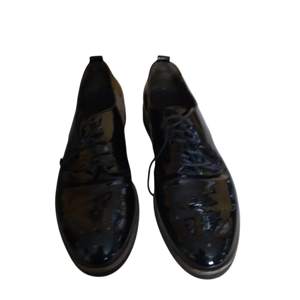 AGL Attilio Giusti Leombruni Women 36/US 6 Black  Patent Leather Lace Up Oxford